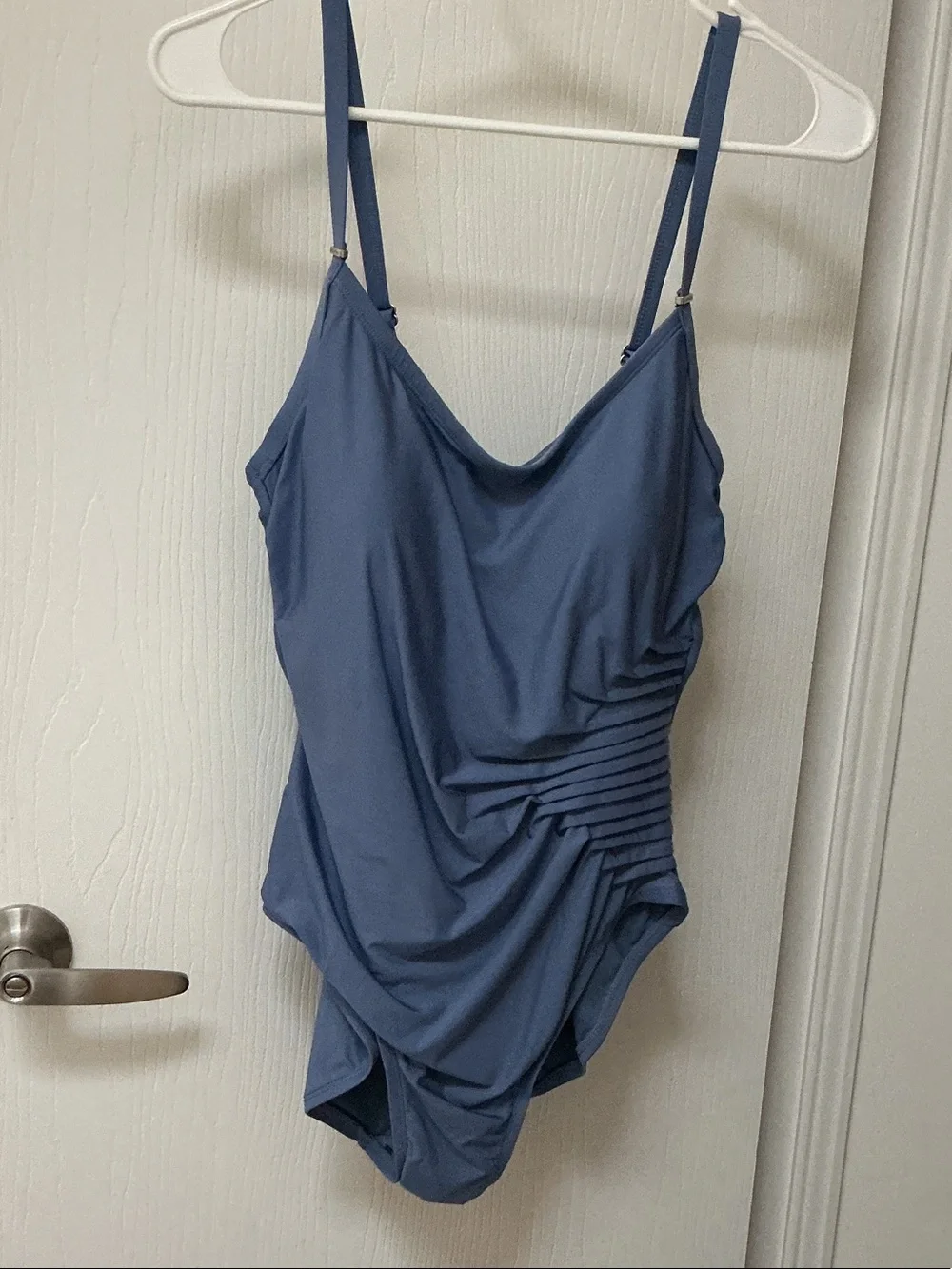 Calvin Klein Slate Blue Womens One-Piece Swimsuit with Side Ruching